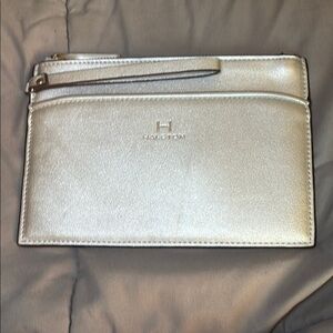 H Halston Silver Wristlet Clutch